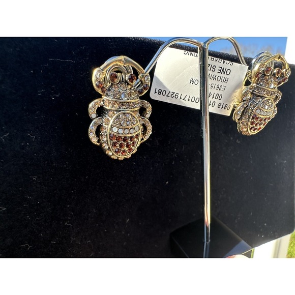 NWT Heidi Daus Czech Crystal, Glass & Plated Egypt Scarab Earrings omega back - Picture 8 of 10